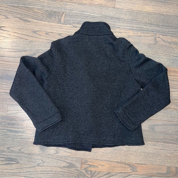 Eileen Fisher Jacket Large Wool Motorcycle Fleece Lined Sherpa Charcoal Grey - Picture 9 of 9